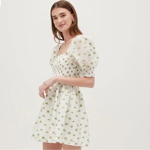 NEW GORGEOUS NWT Hill House Home Olive Floral Coral Jacquard Athena Nap Dress M